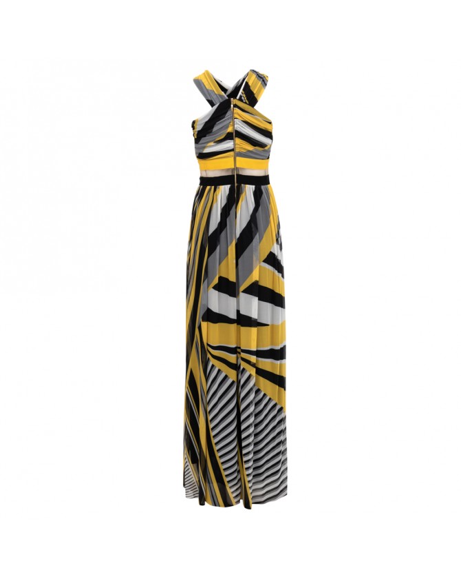 Φόρεμα Forever Unique σε αποχρώσεις του Λευκού-Μαύρου-Κίτρινου AF9715-YLLWPRT