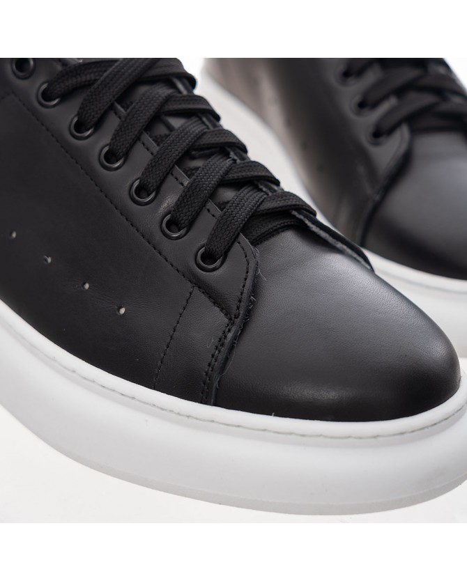 Υπόδημα Sneakers Per La Moda Μαύρο REY1K/VIT/U11-PELLE BIANCA