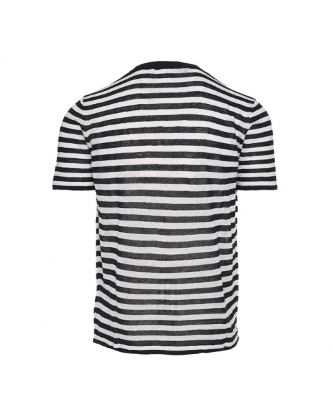 T-shirt λινό Karl Lagerfeld Ριγέ Μπλε 655035-532305-690