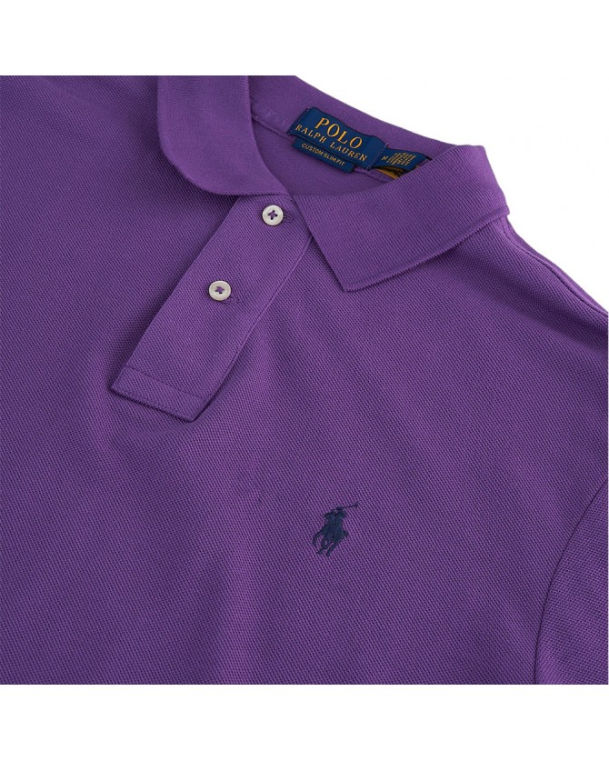 Polo t-shirt ανδρικό Ralph Lauren βαμβακερό Μωβ 710782592-029 CUSTOM SLIM FIT