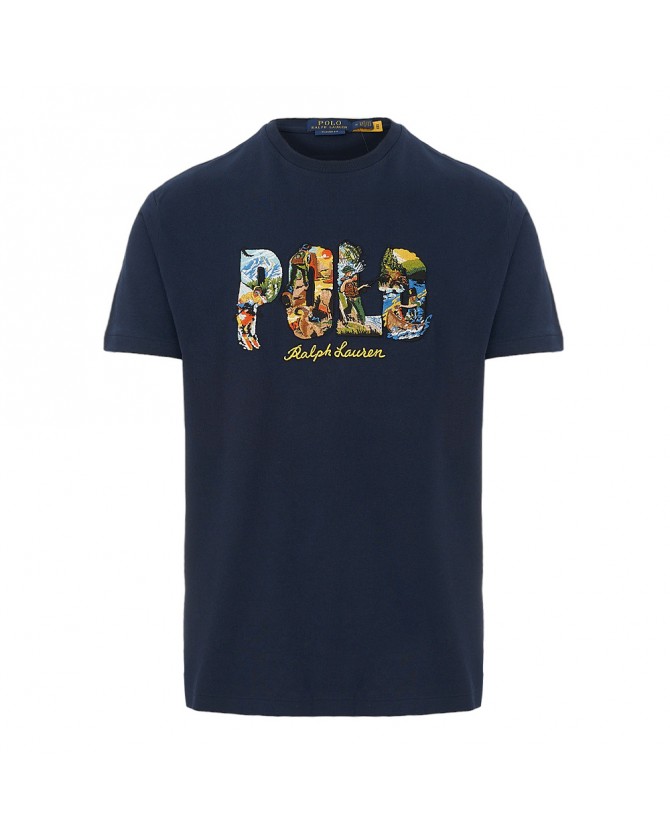T-shirt ανδρικό Ralph Lauren Σκούρο μπλε βαμβακερό 710934738-001 Classic fit