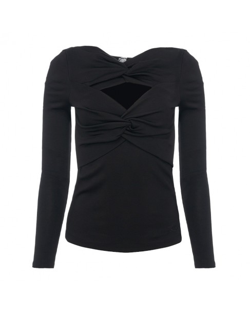 Μπλούζα γυναικεία Karl Lagerfeld Μαύρη 240W1732 999-Black Slim fit
