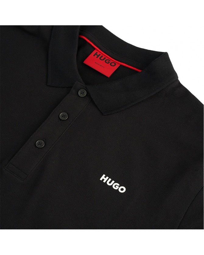 Polo t-shirt ανδρικό Hugo Μαύρο βαμβακερό Donos222 50466182-002 Regular fit