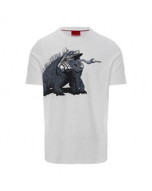 T-shirt ανδρικό Hugo βαμβακερό Λευκό Dibeach 50513812-100 Regular fit