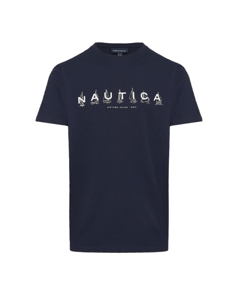 T-shirt ανδρικό Nautica Σκούρο μπλε βαμβακερό 3NCN1M01667-NC459