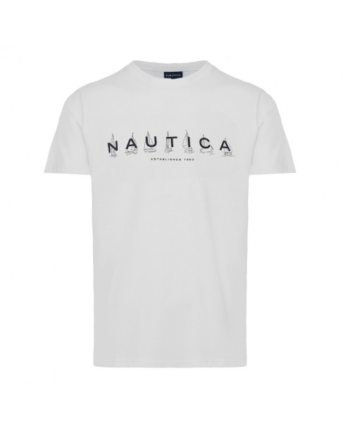 T-shirt ανδρικό Nautica Λευκό βαμβακερό 3NCN1M01667-NC908