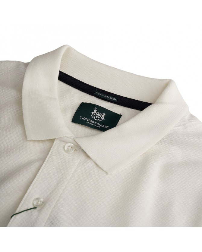 Polo t-shirt ανδρικό The Bostonians Λευκό βαμβακερό 3PS0001-B001WH Regular fit