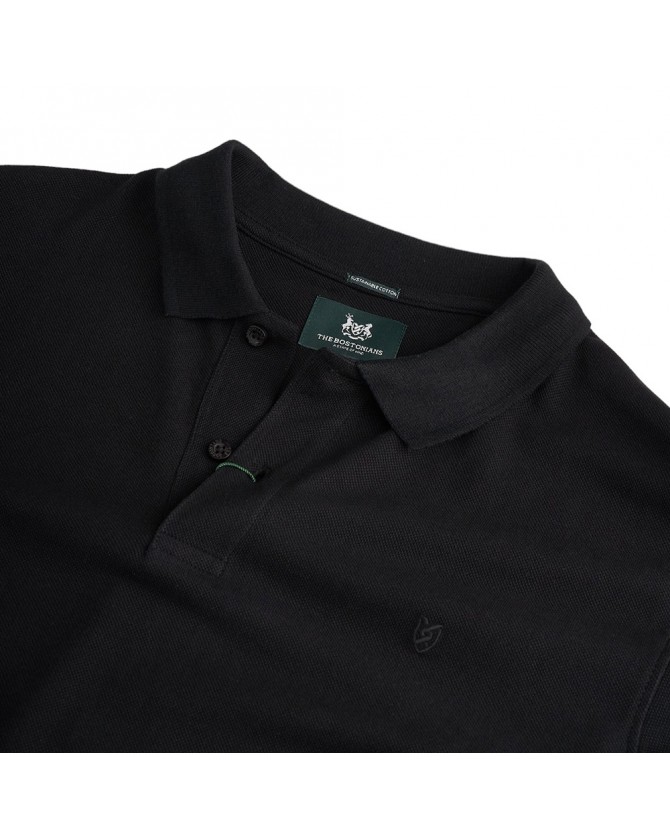 Polo t-shirt ανδρικό The Bostonians Μαύρο 3PS0001-B031BL Regular fit