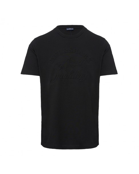 T-shirt ανδρικό Paul&Shark Μαύρο βαμβακερό 23411196-11