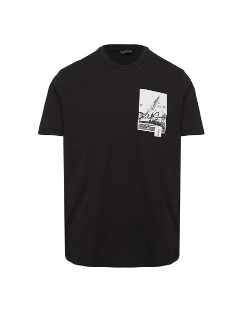 T-shirt ανδρικό Paul&Shark Μαύρο βαμβακερό 24411064-11 Regular fit