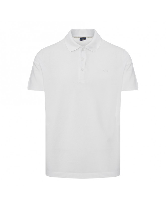 Polo t-shirt ανδρικό Paul&Shark Λευκό βαμβακερό 24411247-10 Regular fit