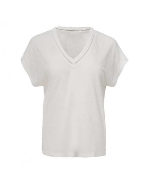 T-shirt γυναικείο Scotch&Soda λινό Λευκό 177324-SC0006 Regular fit