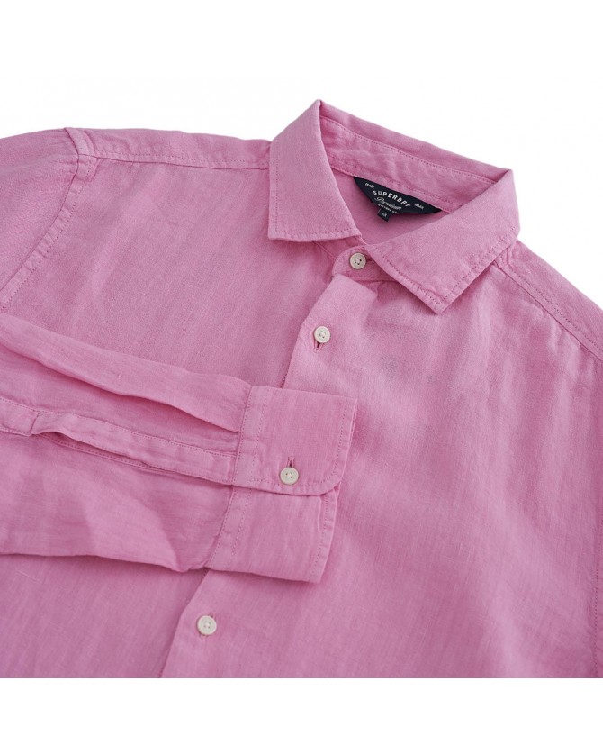 Πουκάμισο λινό Superdry Ροζ M4010607A-TZJ