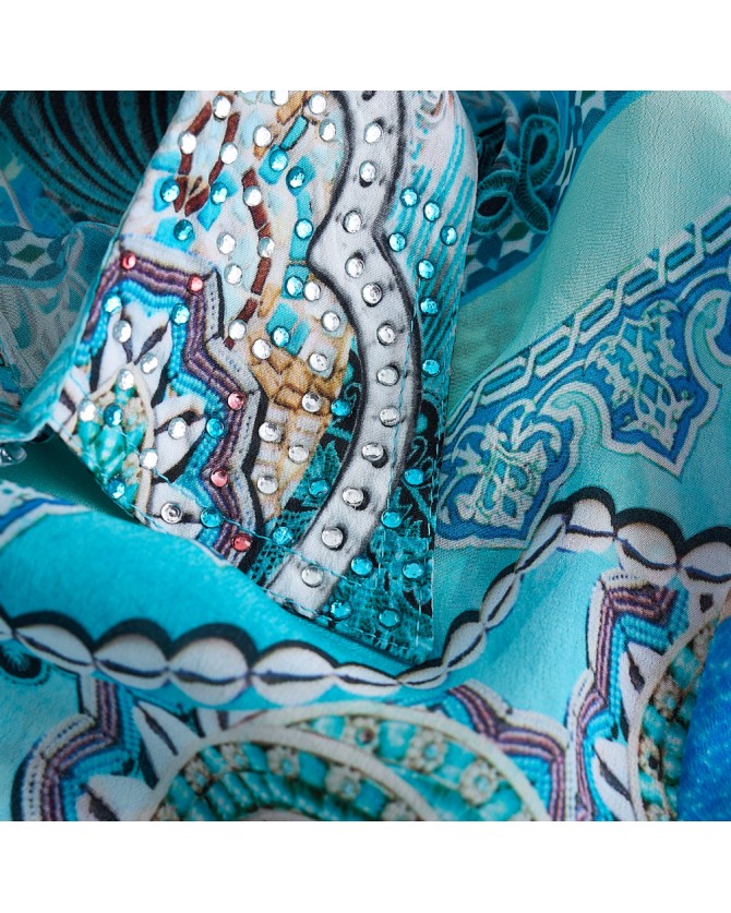 Κιμονό Aisha Silk Σιέλ ORIANA SHIRT LONG-AZURE