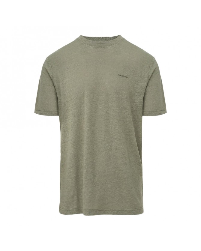 T-shirt Gabba Λαδί DUKE LINEN LOGO SS-LIGHT GREEN