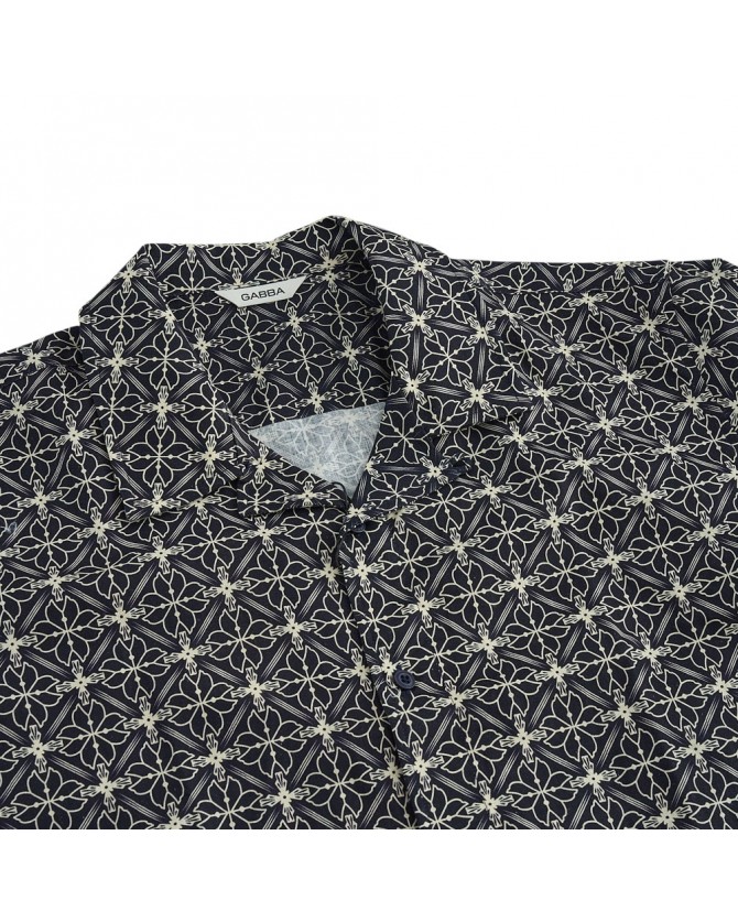 Πουκάμισο κοντομάνικο Gabba Σκούρο μπλε TIMO RESORT AOP SS-NAVY