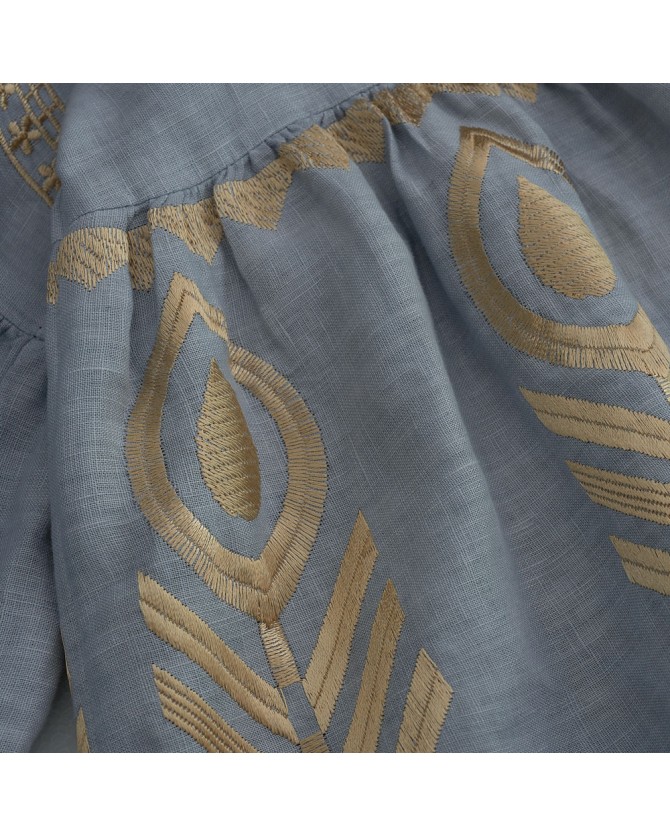 Φόρεμα Greek Archaic Kori Σιέλ 230733-LIGHT GREY/GOLD