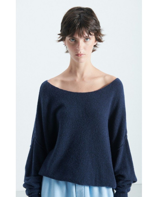 Πουλόβερ American Vintage Σκούρο μπλε DAM225-NAVY BLUE CHINE NOIR