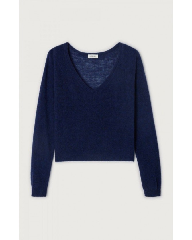 Πουλόβερ American Vintage Σκούρο μπλε DUM18A-NAVY CHINE