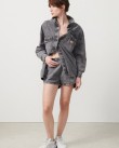 Πουκάμισο γυναικείο American Vintage Γκρι βαμβακερό JAZ06A-GREY Oversized fit