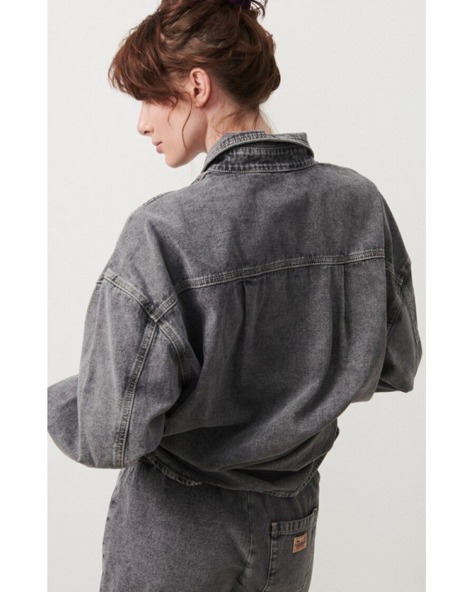 Πουκάμισο γυναικείο American Vintage Γκρι βαμβακερό JAZ06A-GREY Oversized fit