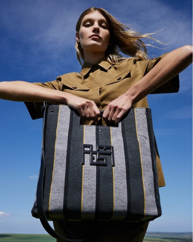 Τσάντα AMES Γκρι LAVI STRIPES-GREY