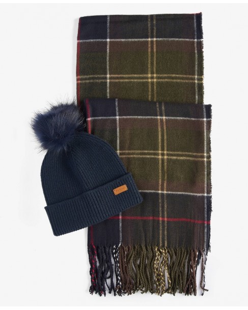 Σετ κασκόλ-σκούφος Barbour Σκούρο μπλε LGS0054-BRTN11