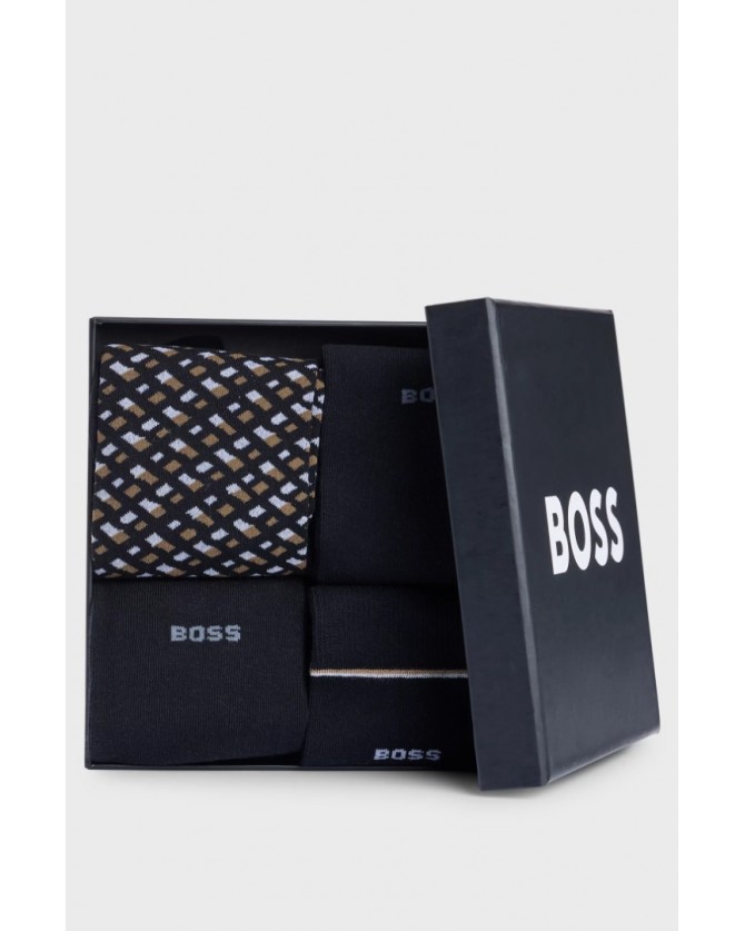 Gift box σετ 4 τεμαχίων Κάλτσες Boss Μαύρες Gift Monogram 50524322-001