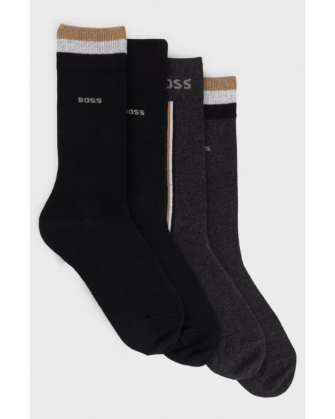 Κάλτσες σετ 4 τμχ Boss Μαύρες 4P RS Gift Iconic CC 50524331-001