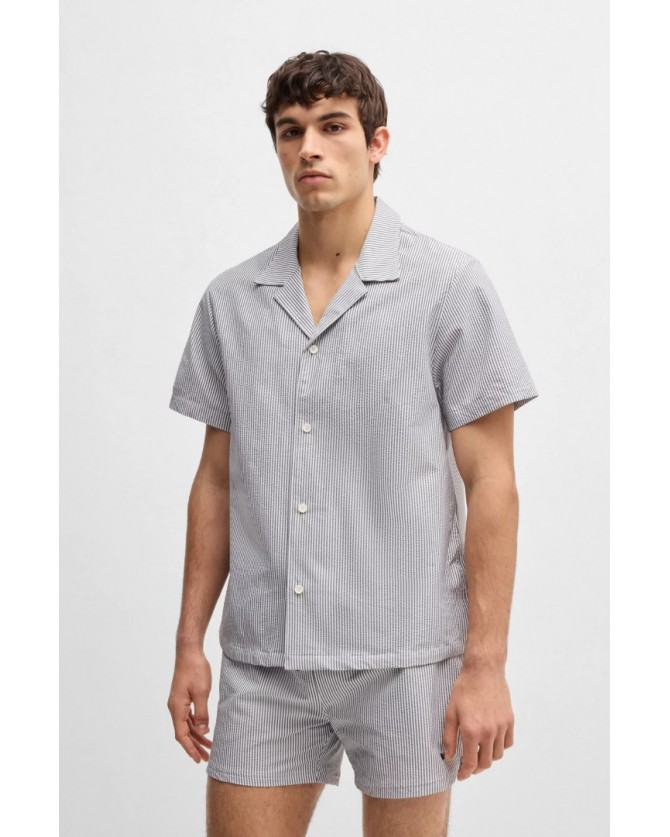 Πουκάμισο κοντομάνικο Boss Μπλε ριγέ Velvetfish_Shirt 50540037-413