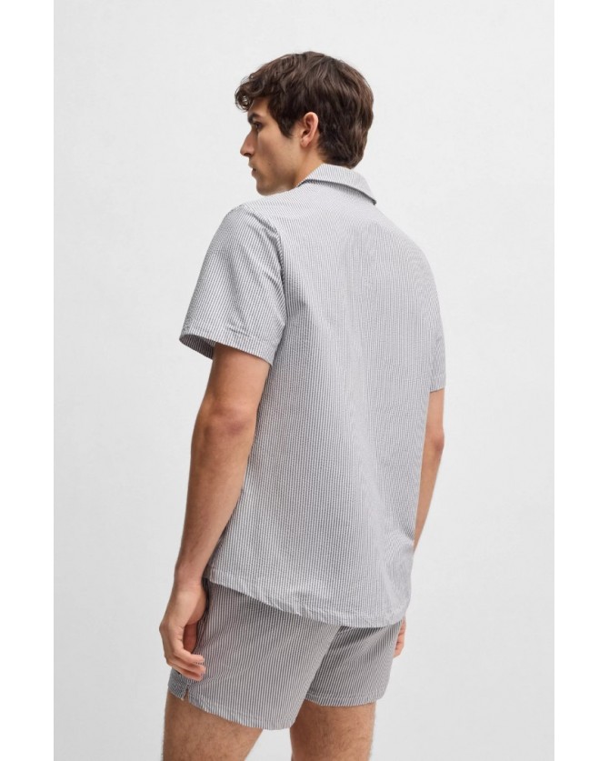 Πουκάμισο κοντομάνικο Boss Μπλε ριγέ Velvetfish_Shirt 50540037-413