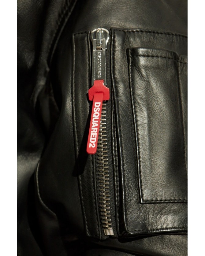 Μπουφάν δερμάτινο Dsquared2 Μαύρο S74AM1502SY1491-900
