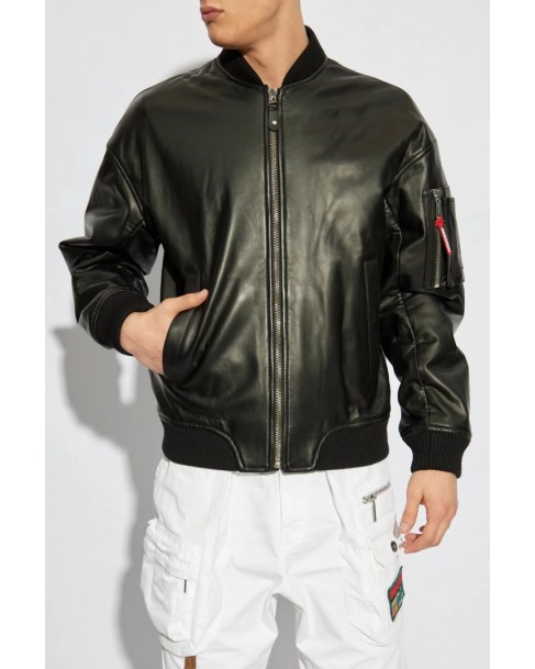 Μπουφάν δερμάτινο Dsquared2 Μαύρο S74AM1502SY1491-900