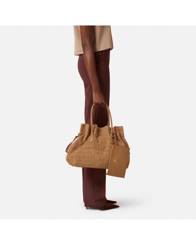 Τσάντα δερμάτινη Elisabetta Franchi Καφέ BS19H61E2-229