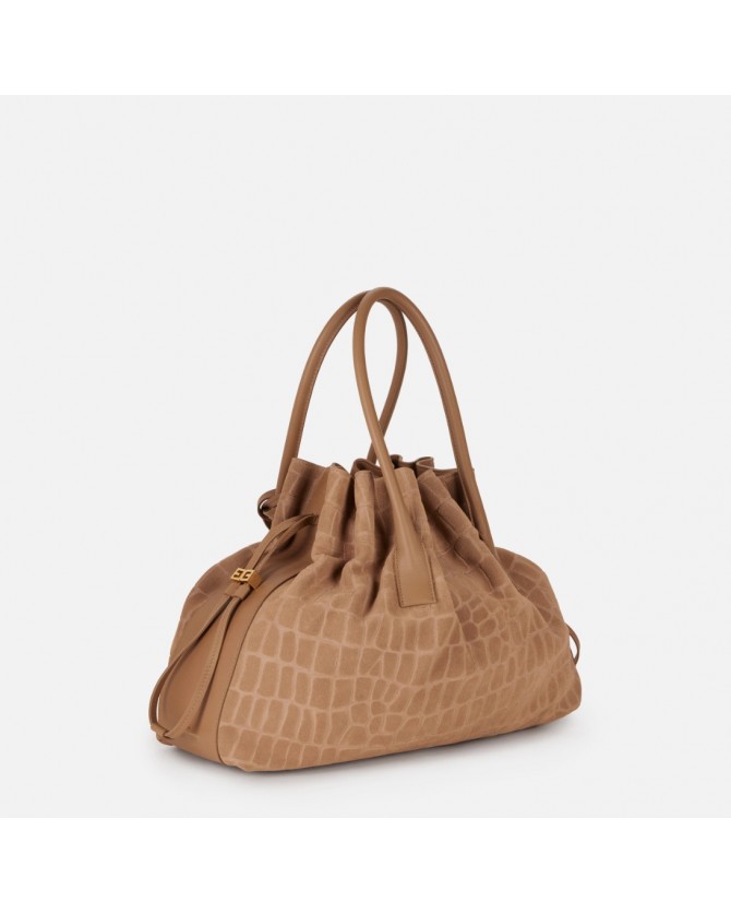 Τσάντα δερμάτινη Elisabetta Franchi Καφέ BS19H61E2-229