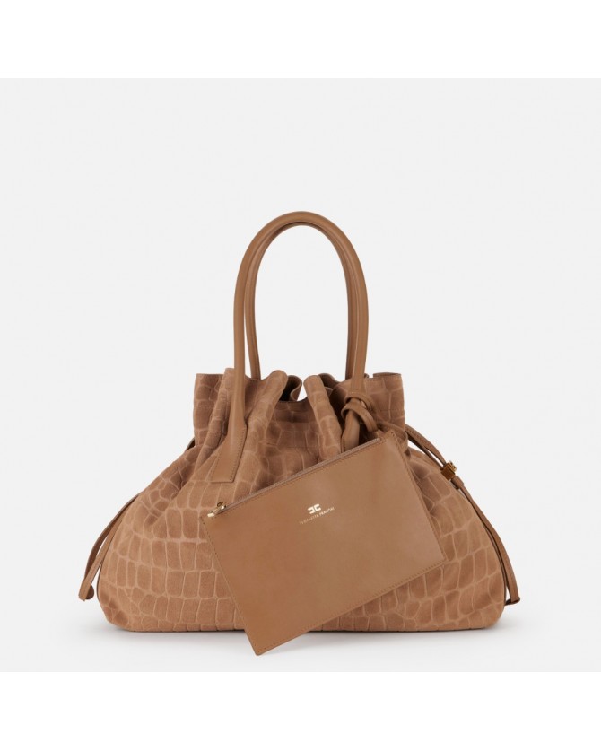 Τσάντα δερμάτινη Elisabetta Franchi Καφέ BS19H61E2-229