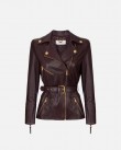 Μπουφάν δερμάτινο Elisabetta Franchi Μπορντό GD50Z56E2-EA4