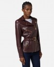 Μπουφάν δερμάτινο Elisabetta Franchi Μπορντό GD50Z56E2-EA4
