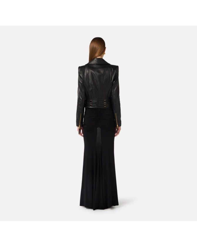 Μπουφάν δερμάτινο Elisabetta Franchi Μαύρο GD57Z61E2-110