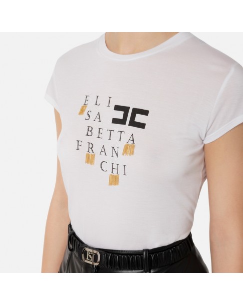 T-shirt Elisabetta Franchi Λευκό MA00841E2-270
