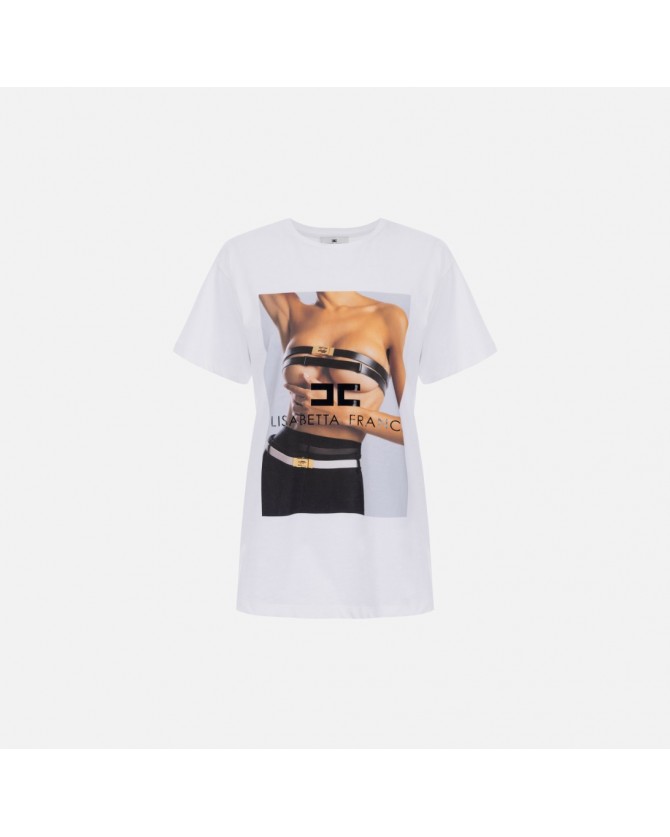 T-shirt Elisabetta Franchi Λευκό MA02456E2-270
