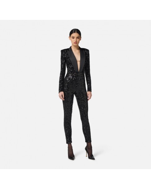Ολόσωμη φόρμα Elisabetta Franchi Μαύρη TU05856E2-110