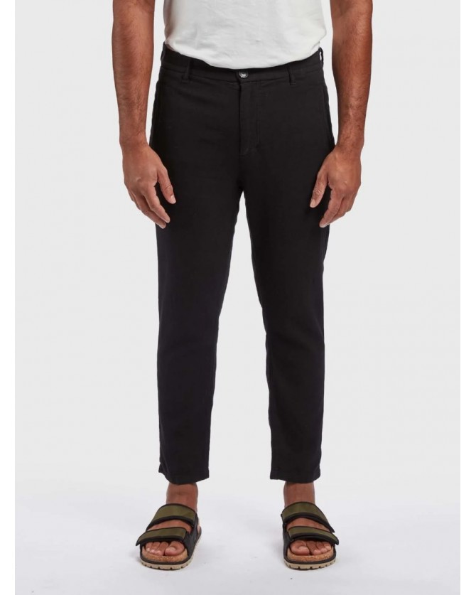Παντελόνι chinos Gabba Μαύρο MONZA BROKE LINEN PANT 0998-TRUE BLACK