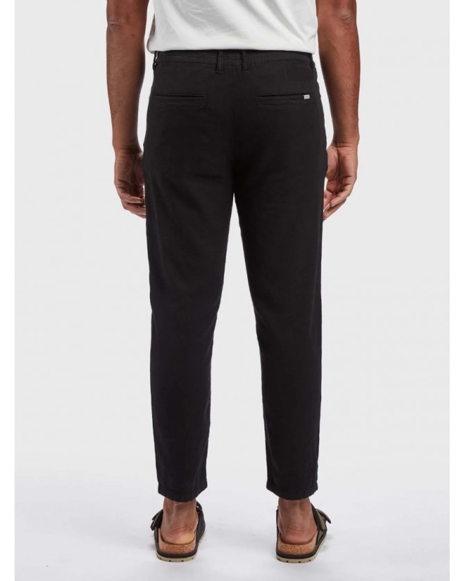 Παντελόνι chinos Gabba Μαύρο MONZA BROKE LINEN PANT 0998-TRUE BLACK