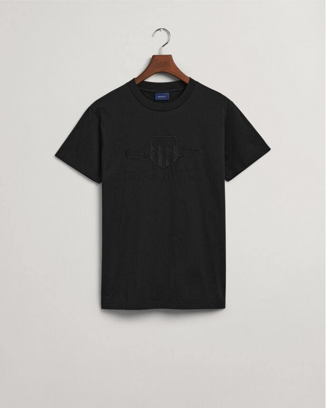 T-shirt ανδρικό Gant Μαύρο βαμβακερό 3G2003140-G0005 Regular fit