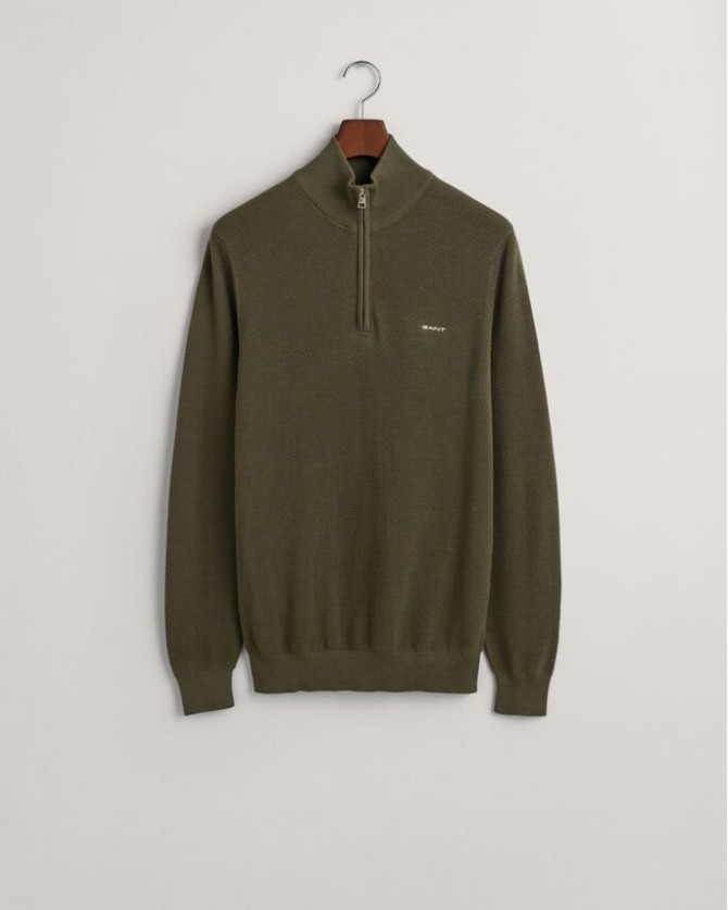 Πουλόβερ Half Zip Gant Λαδί 3G8040523-G0301