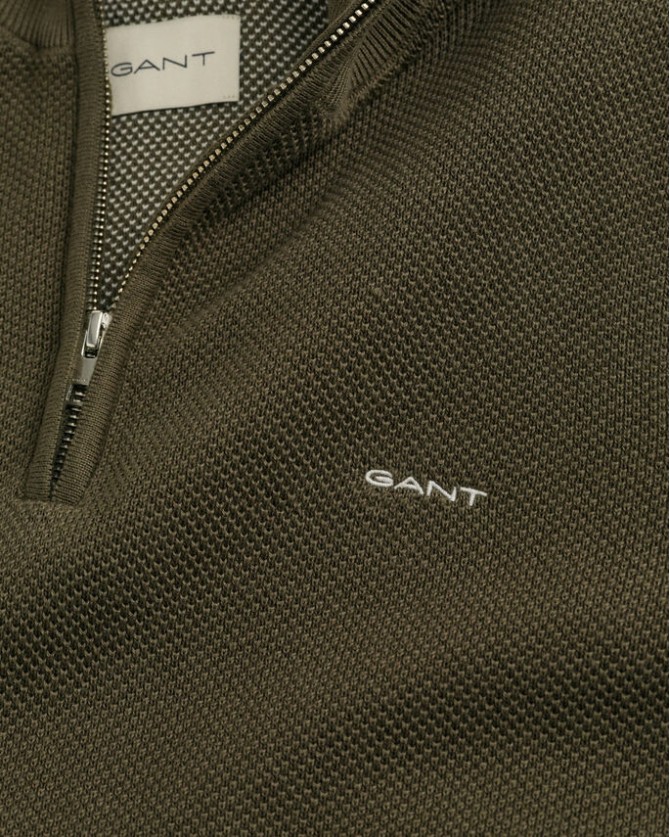 Πουλόβερ Half Zip Gant Λαδί 3G8040523-G0301
