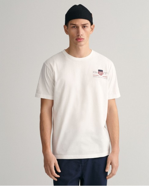 T-shirt ανδρικό Gant Λευκό βαμβακερό 3G2067004-G0110 Regular fit