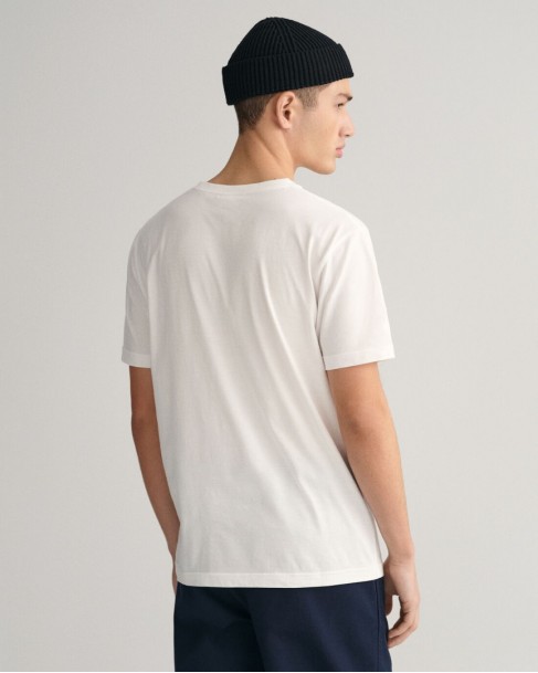 T-shirt ανδρικό Gant Λευκό βαμβακερό 3G2067004-G0110 Regular fit