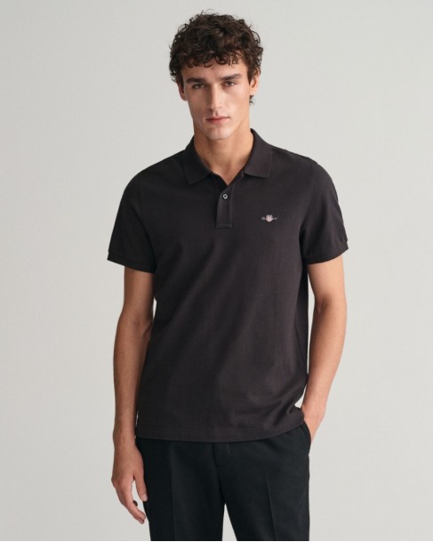 Polo t-shirt ανδρικό Gant βαμβακερό Μαύρο 3G2210-1-G0005 Regular fit
